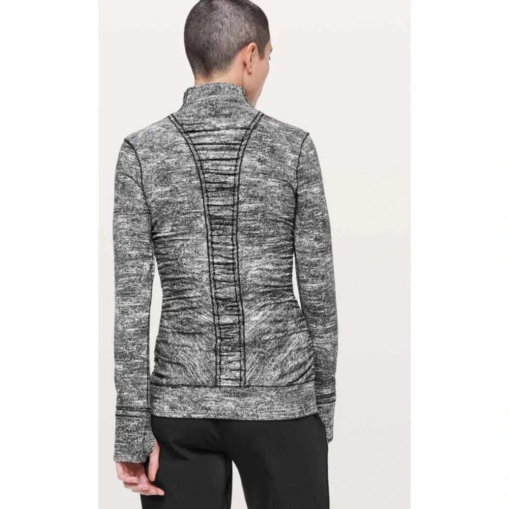 Lululemon Cypress Kiss Half Zip in Rush Jacquard Black White Size 6 - Picture 2 of 15